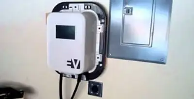 Electric car charger installation with wall-mounted EV charging station in Detroit, MI