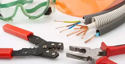 Electrical wiring repair with professional tools and safety equipment in Dearborn, MI