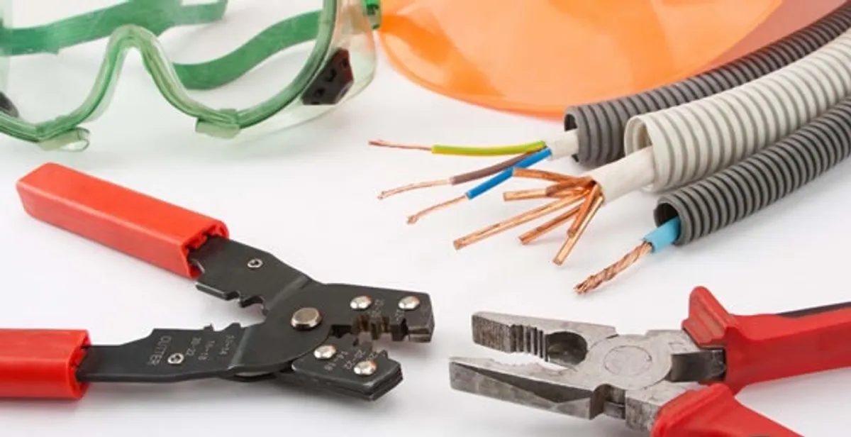 Electrical wiring repair with professional tools and safety equipment in Oak Park, MI